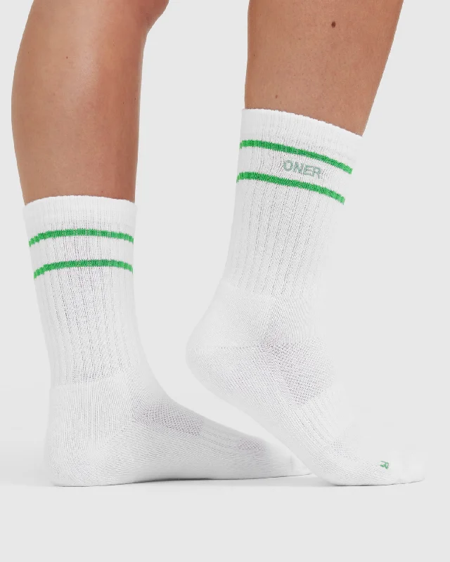 Varsity Crew Socks 3 Pack | White/Jade/Sandstone/Black