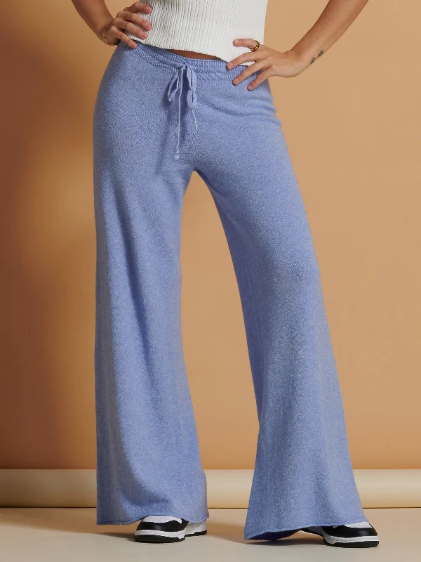 Made In Italy Wide Leg Soft Knit Trousers, Grapemist