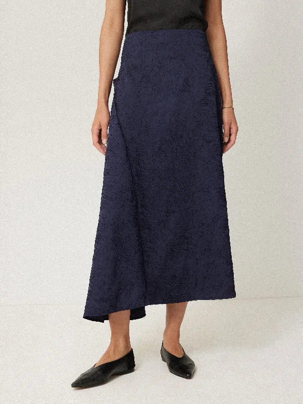 Asymmetric Textured Skirt | Navy