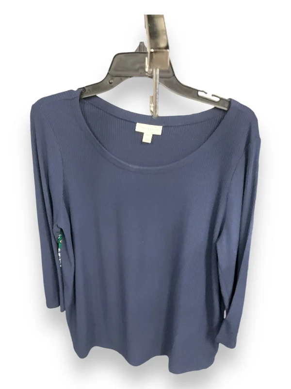 Blouse Long Sleeve By Charter Club In Blue & Green, Size: Xl