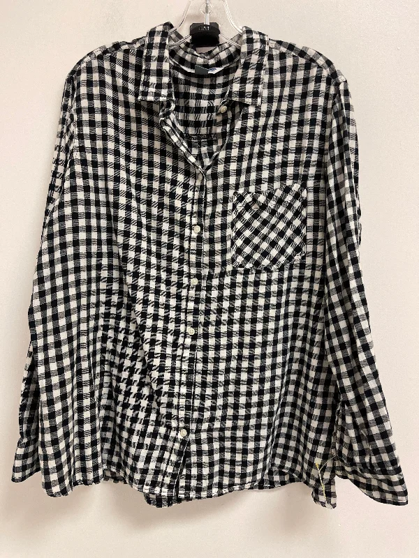 Blouse Long Sleeve By Old Navy In Black & White, Size: 2x