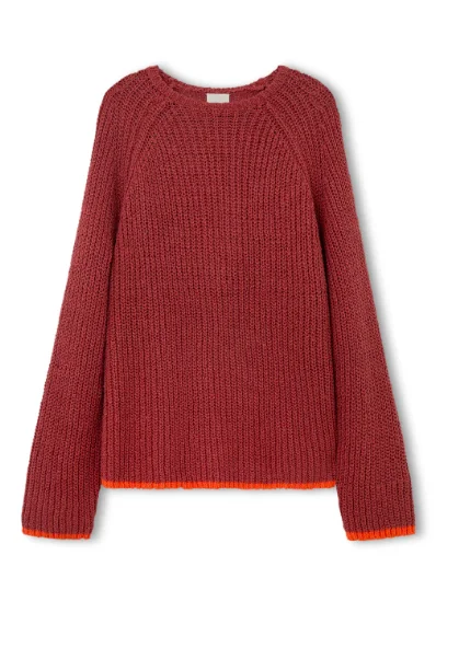 Plum Contrast Rib Knit Jumper