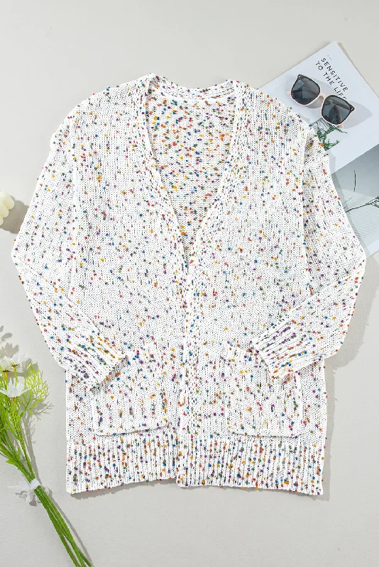 Confetti Rib Knit Long Sleeve Cardigan