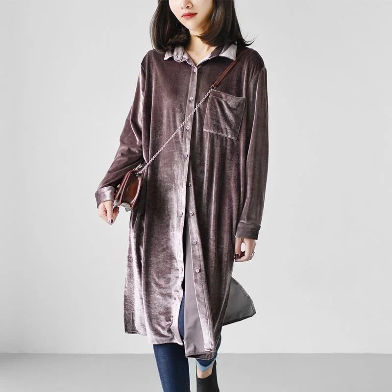 Elegant purple velour oversize velour dresses plus size coats outwear