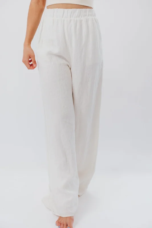 Loretta 100% Linen Pant in Off-White