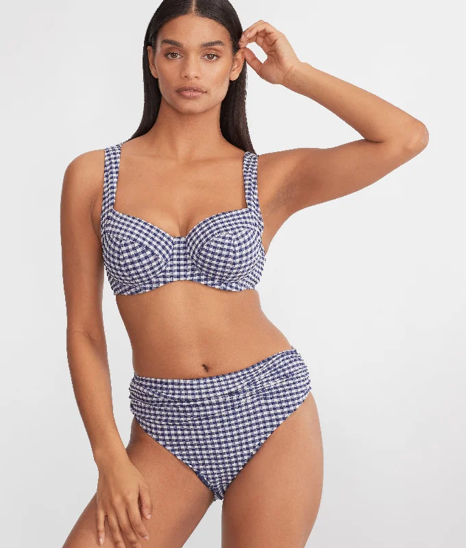 Panache Women's Gingham Mid Rise Bikini Bottom