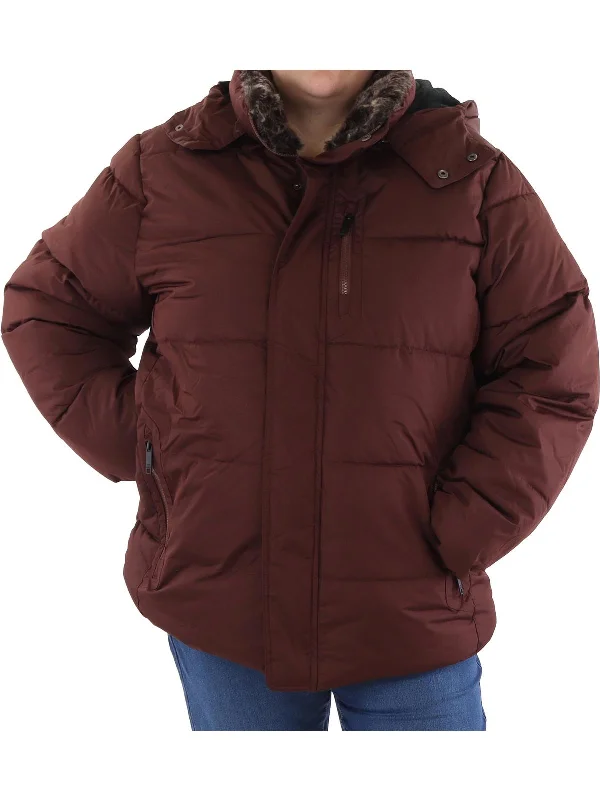 Plus Womens Fleece Lined Quilted Puffer Jacket