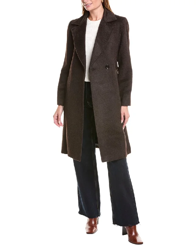 sofiacashmere Belted Alpaca & Wool-Blend Coat