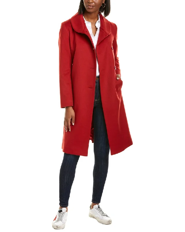 sofiacashmere Round Collar Wool & Cashmere-Blend Coat