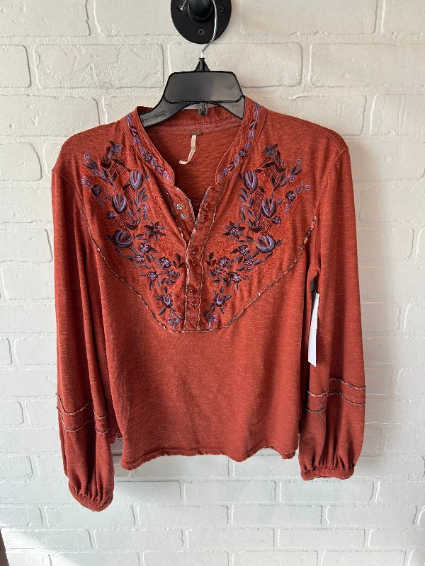 Top Long Sleeve By Free People In Orange, Size: M