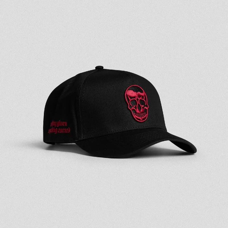 5-Panel Skull Hat - Black/Burgundy