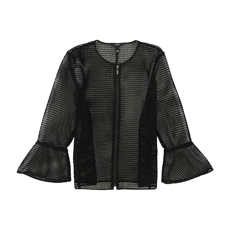 Alfani Womens Sheer Mesh Jacket, Black, Large