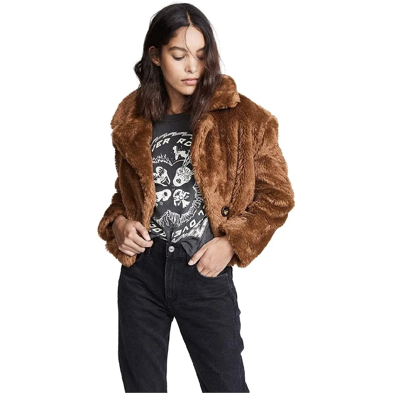 Free People Womens Mena Faux Fur Jacket