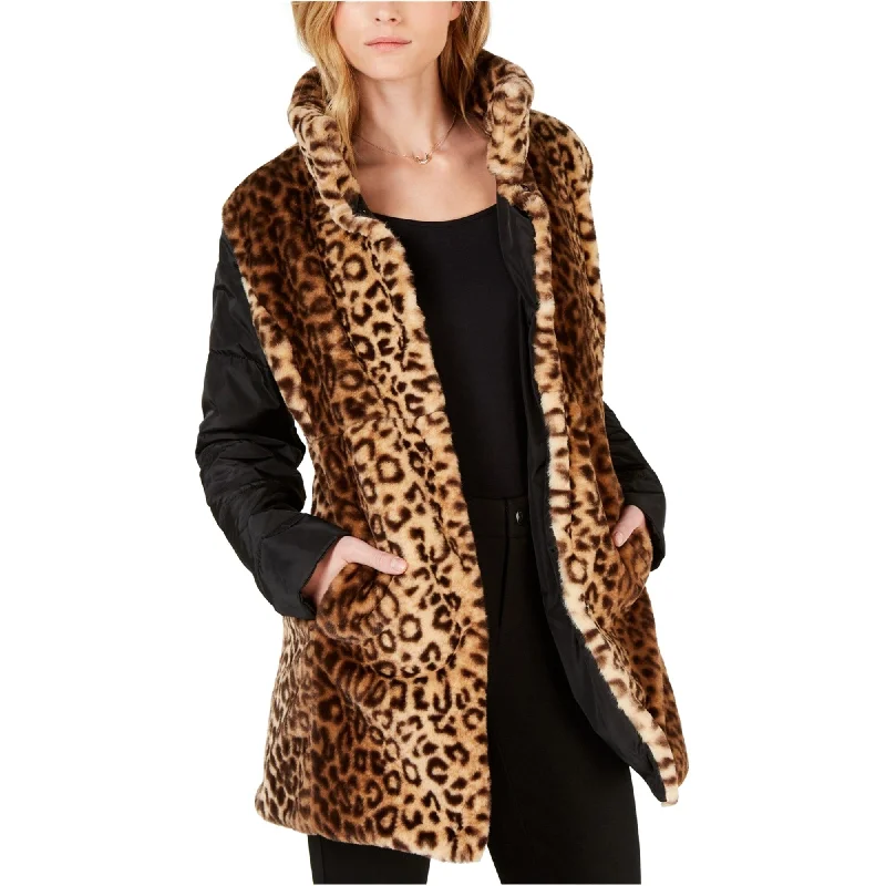 Maison Jules Womens Faux Fur Reversible Jacket