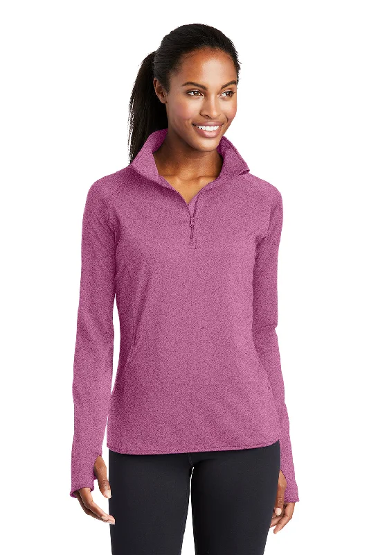 Sport-Tek Womens Sport-Wick Moisture Wicking 1/4 Zip Sweatshirt - Heather Pink Rush