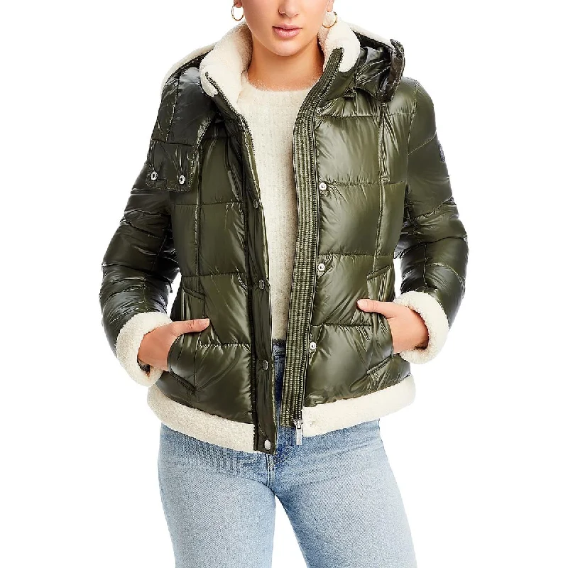 Womens Insulated Faux Fur Trim Puffer Jacket