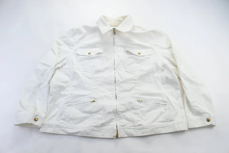 Women's Ralph Lauren White Denim Zip UpJacket