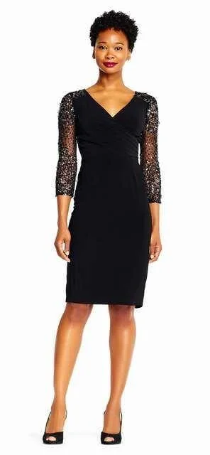 Adrianna Papell AP1E201493 Short V-Neck Cocktail Party Dress