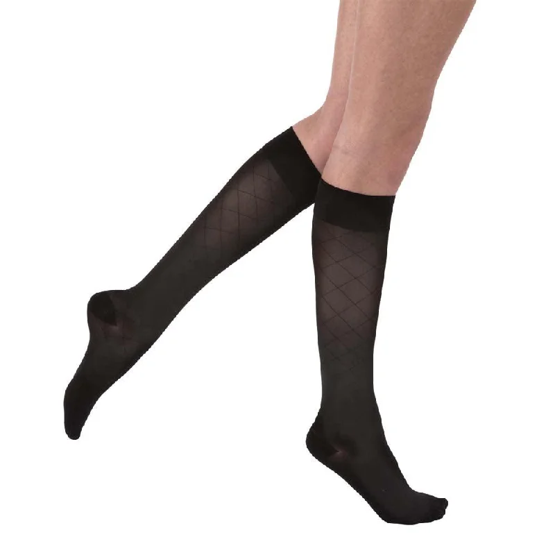 JOBST UltraSheer Diamond Pattern Compression Stockings, 15-20 mmHg, Knee High, Closed Toe